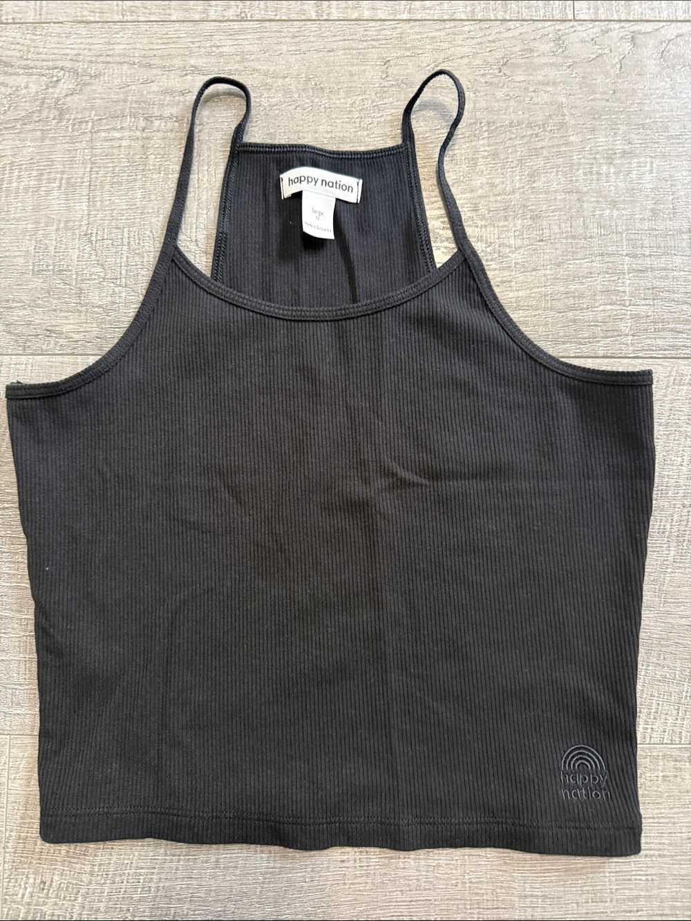 Girls' Black Ribbed Crop Tank